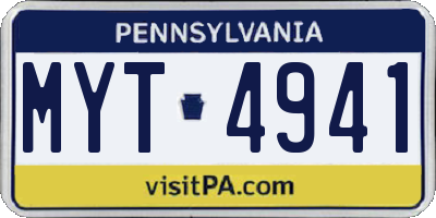PA license plate MYT4941