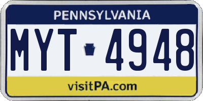 PA license plate MYT4948