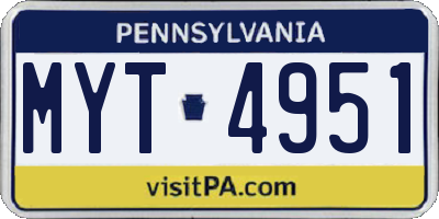 PA license plate MYT4951