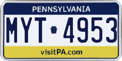 PA license plate MYT4953