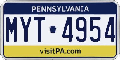 PA license plate MYT4954