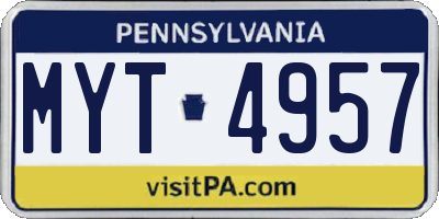 PA license plate MYT4957