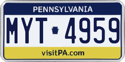 PA license plate MYT4959