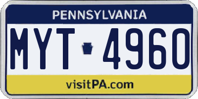 PA license plate MYT4960