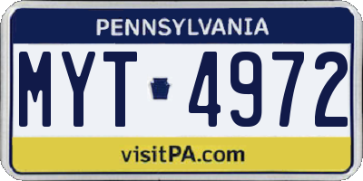 PA license plate MYT4972