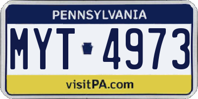PA license plate MYT4973