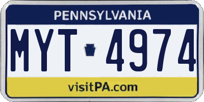 PA license plate MYT4974