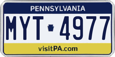 PA license plate MYT4977