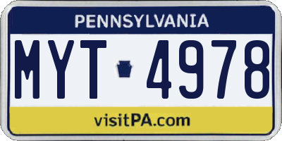 PA license plate MYT4978