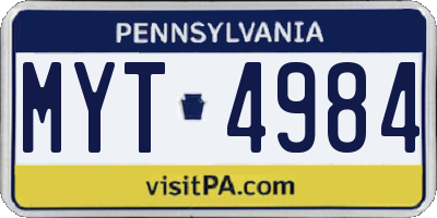PA license plate MYT4984
