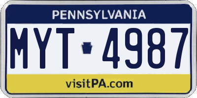PA license plate MYT4987