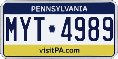 PA license plate MYT4989