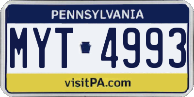 PA license plate MYT4993