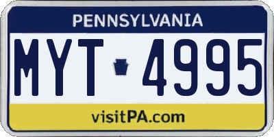 PA license plate MYT4995