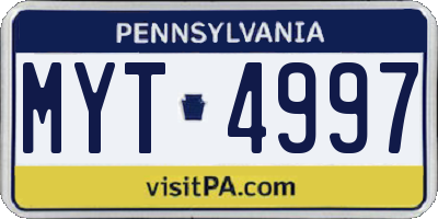 PA license plate MYT4997