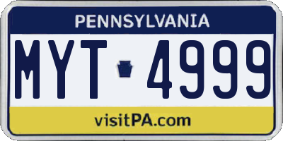 PA license plate MYT4999