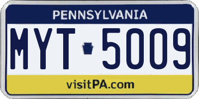PA license plate MYT5009