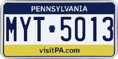 PA license plate MYT5013