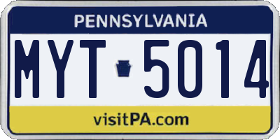 PA license plate MYT5014