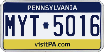 PA license plate MYT5016