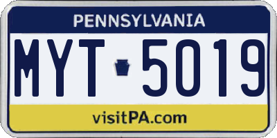 PA license plate MYT5019