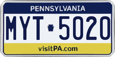 PA license plate MYT5020