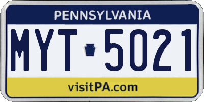 PA license plate MYT5021