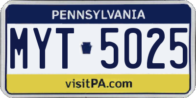 PA license plate MYT5025