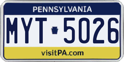 PA license plate MYT5026