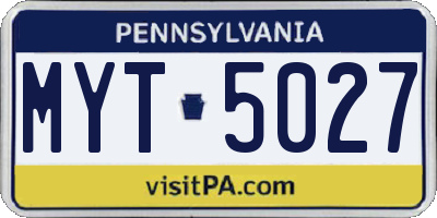 PA license plate MYT5027