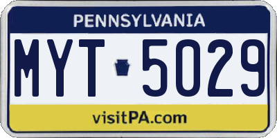 PA license plate MYT5029
