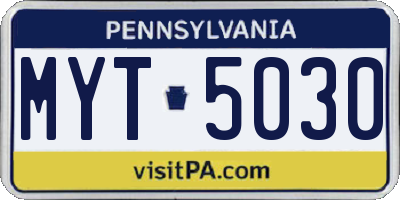 PA license plate MYT5030
