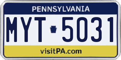 PA license plate MYT5031