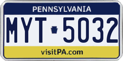 PA license plate MYT5032