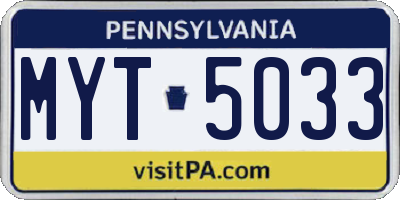PA license plate MYT5033