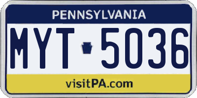 PA license plate MYT5036