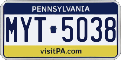 PA license plate MYT5038