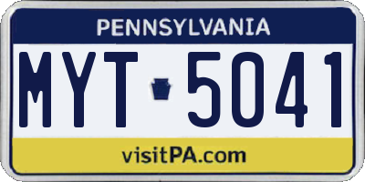 PA license plate MYT5041