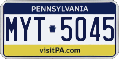 PA license plate MYT5045