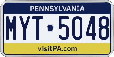 PA license plate MYT5048