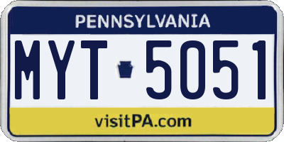 PA license plate MYT5051