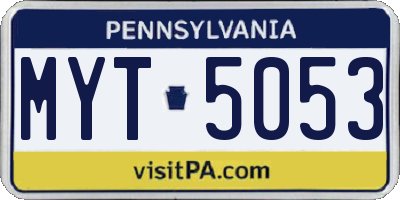 PA license plate MYT5053