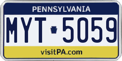 PA license plate MYT5059