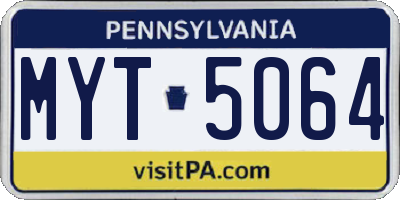 PA license plate MYT5064