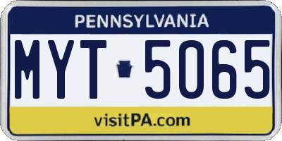 PA license plate MYT5065