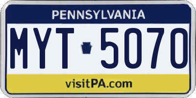 PA license plate MYT5070