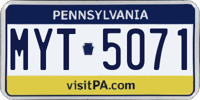 PA license plate MYT5071
