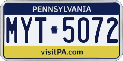 PA license plate MYT5072