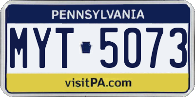 PA license plate MYT5073