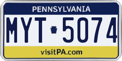 PA license plate MYT5074